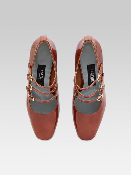 Keel - Escarpins babies cuir verni caramel - Image numéro 4