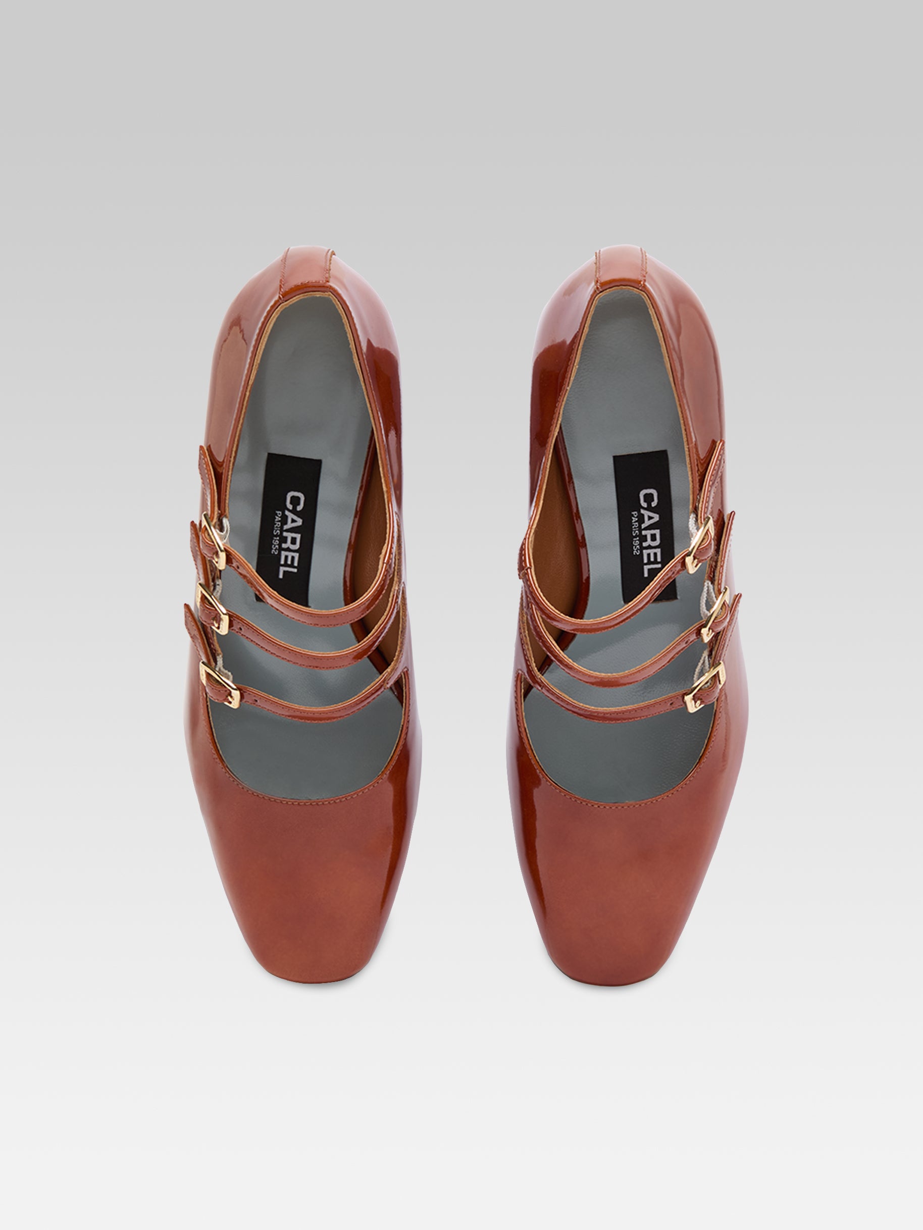 Keel - Escarpins babies cuir verni caramel  - Image numéro 4