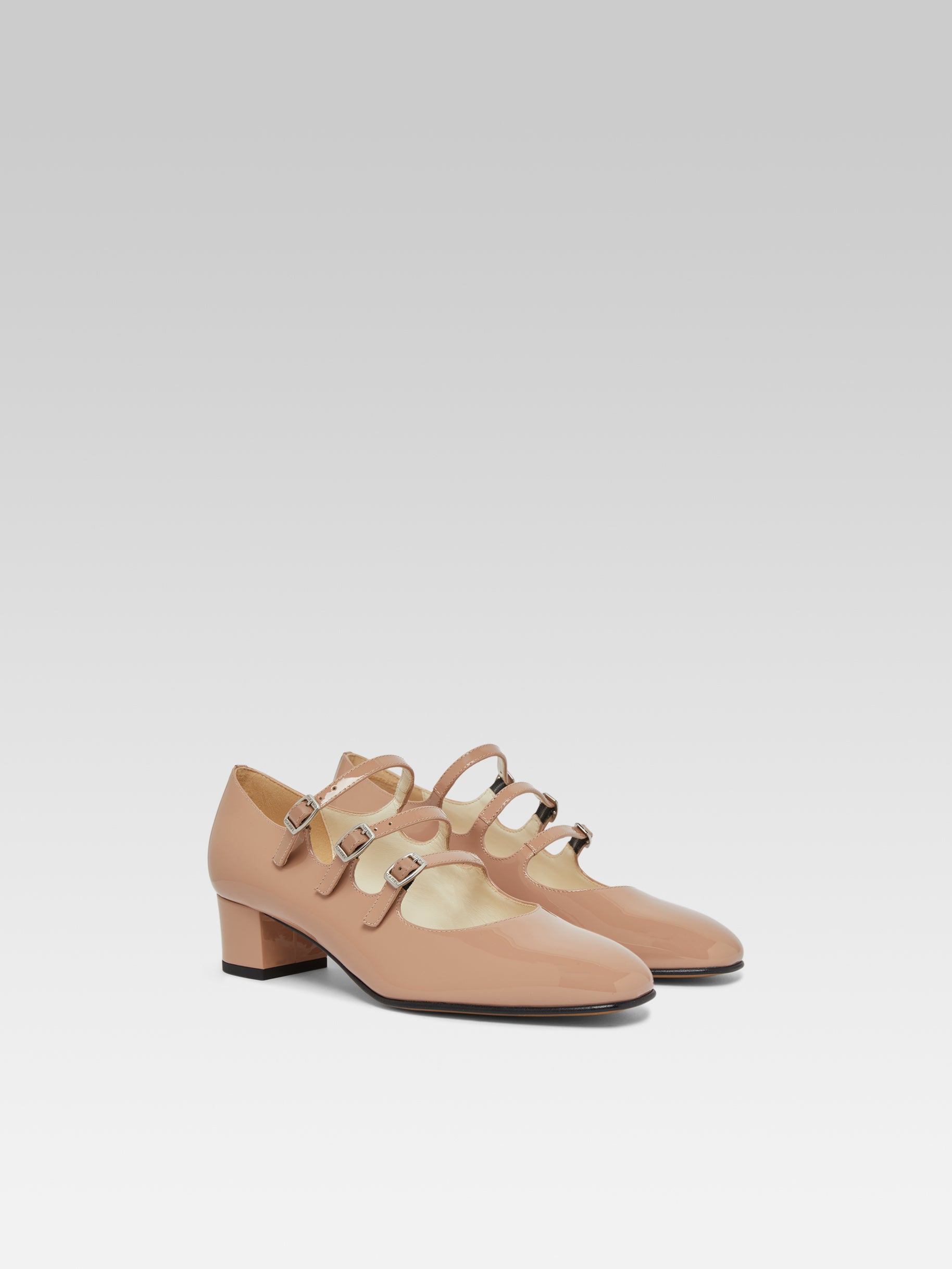 Kina - Taupe upcycled patent leather Mary Janes pumps - Image number 3