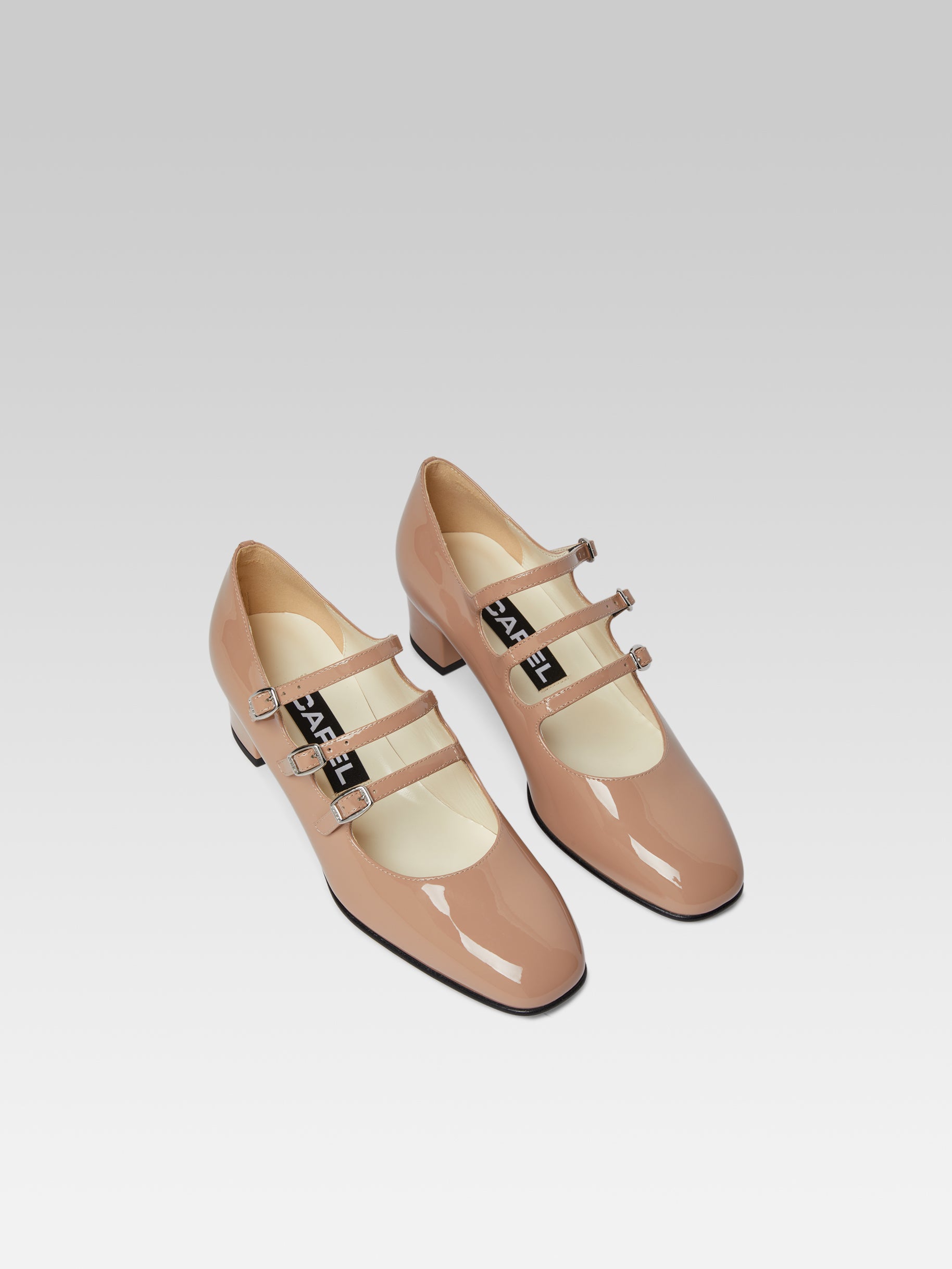 Kina - Taupe upcycled patent leather Mary Janes pumps - Image number 2