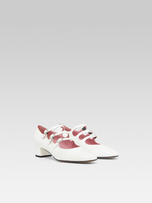 Kina - Escarpins babies cuir verni blanc - Image numéro 4