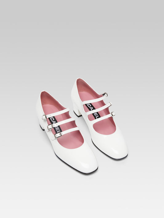 Kina - Escarpins babies cuir verni blanc - Image numéro 2