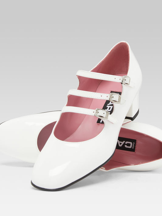 Kina - Escarpins babies cuir verni blanc - Image numéro 6