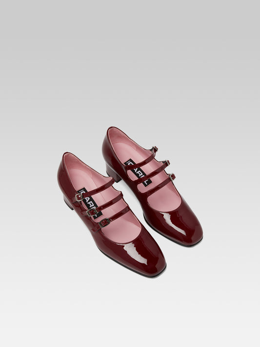 Kina - Escarpins babies cuir verni bordeaux - Image numéro 2