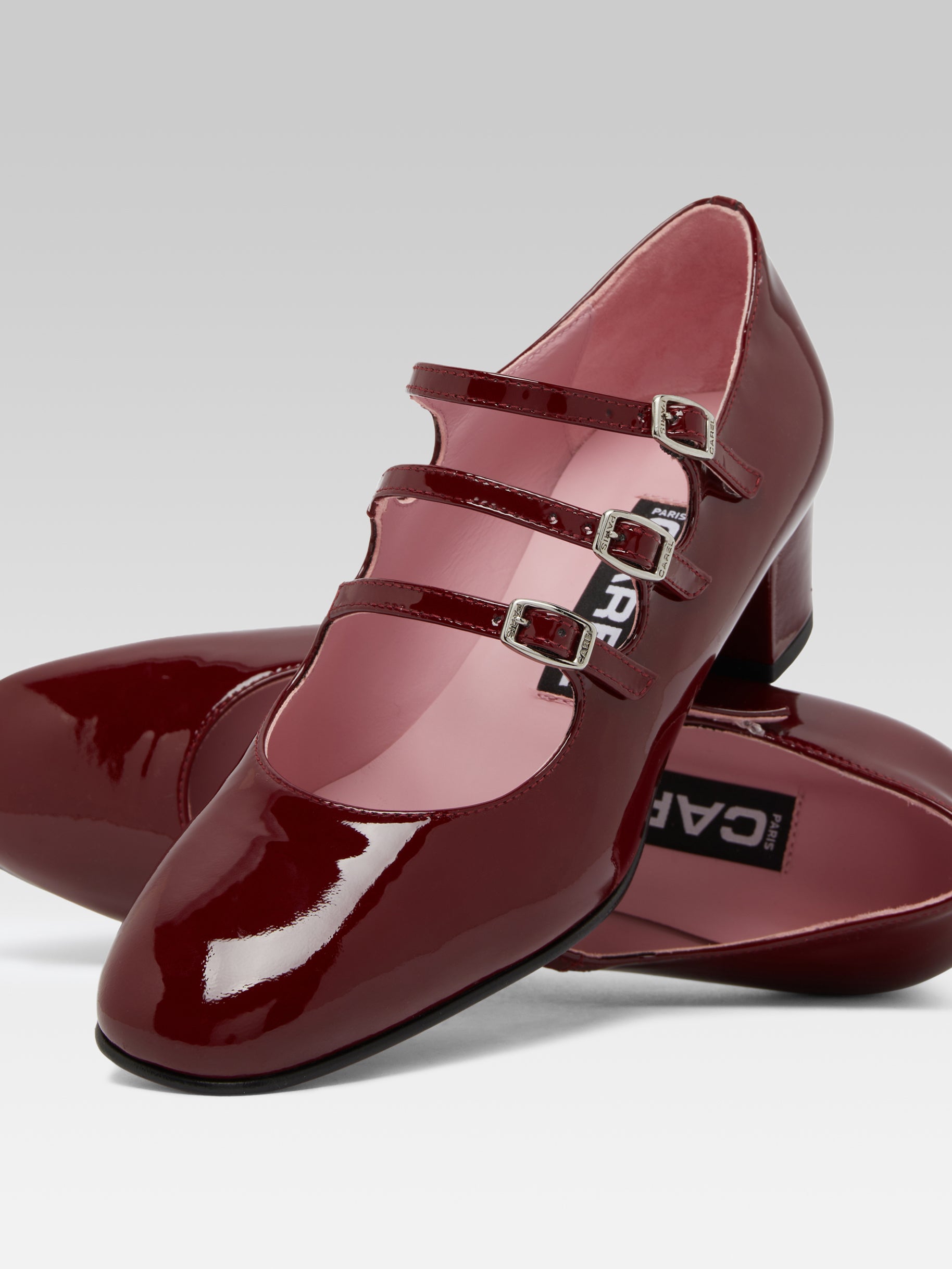 Kina - Escarpins babies cuir verni bordeaux - Image numéro 4