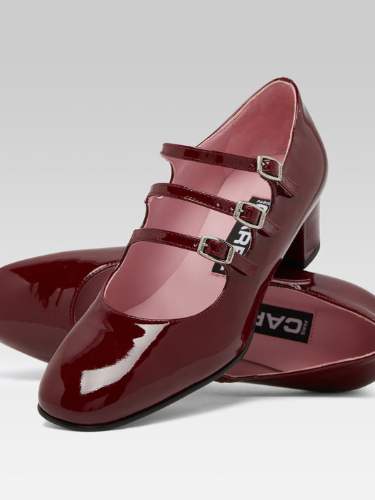 Kina - Escarpins babies cuir verni bordeaux - Image numéro 4
