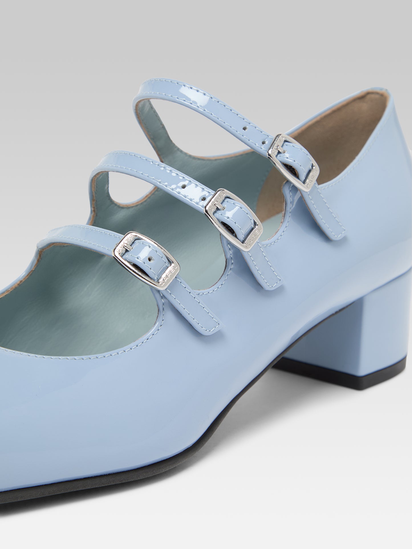 Kina - Escarpins babies cuir verni bleu ciel