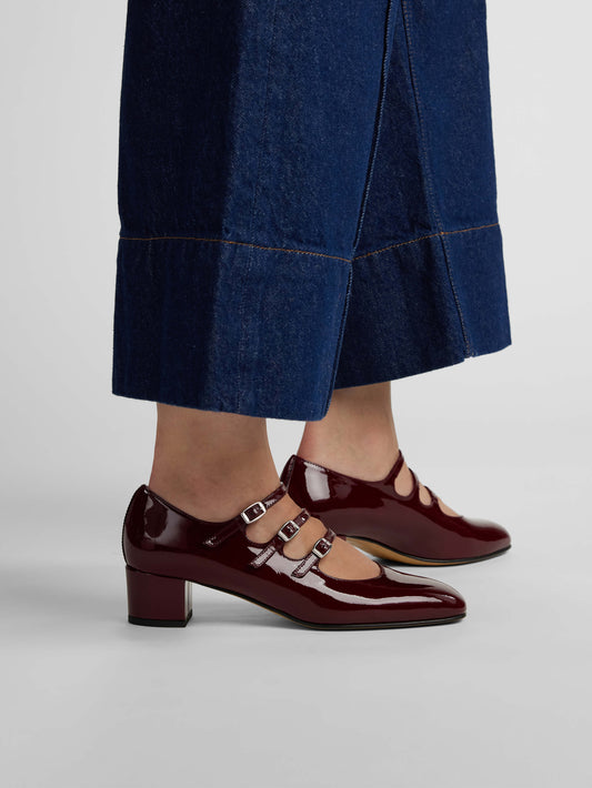 Kina - Escarpins babies cuir verni bordeaux - Image numéro 3