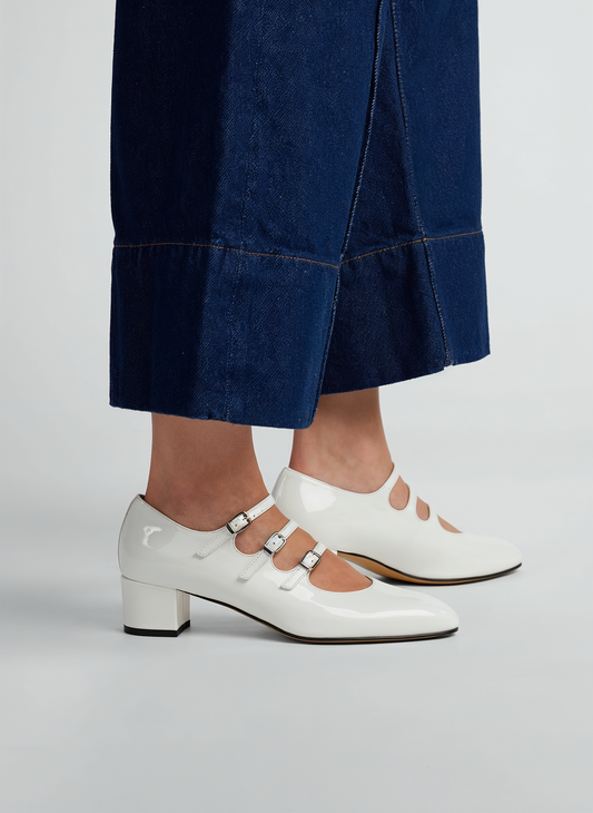 Kina - Escarpins babies cuir verni blanc - Image numéro 3