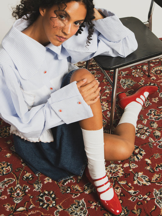 Kina - Escarpins babies cuir verni rouge - Image numéro 3
