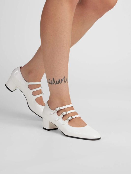 Kina - Escarpins babies cuir verni blanc - Image numéro 7