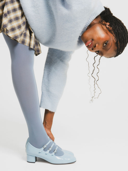 Kina - Escarpins babies cuir verni bleu ciel - Image numéro 3
