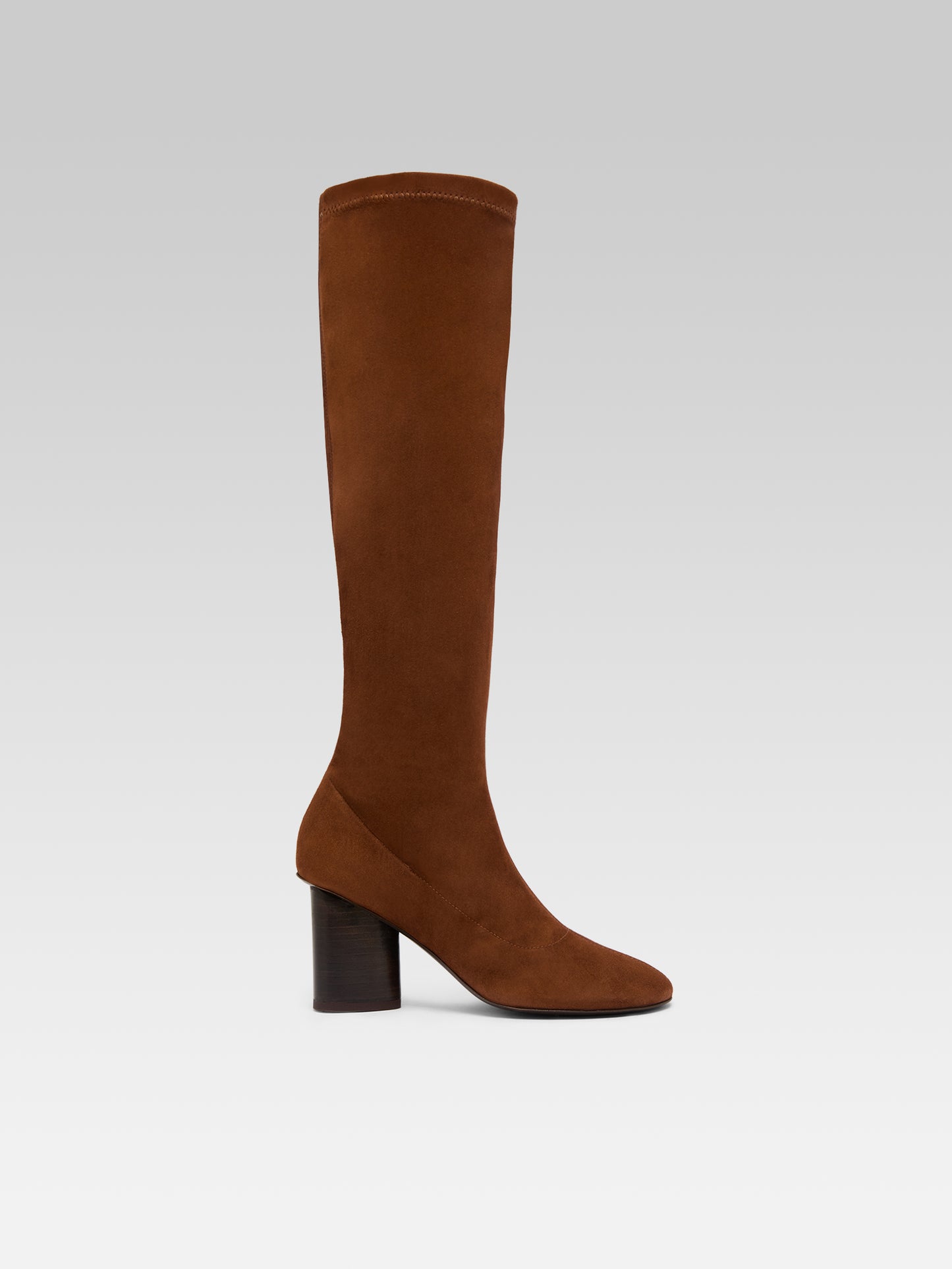 Lucca - Bottes cuir velours stretch brandy