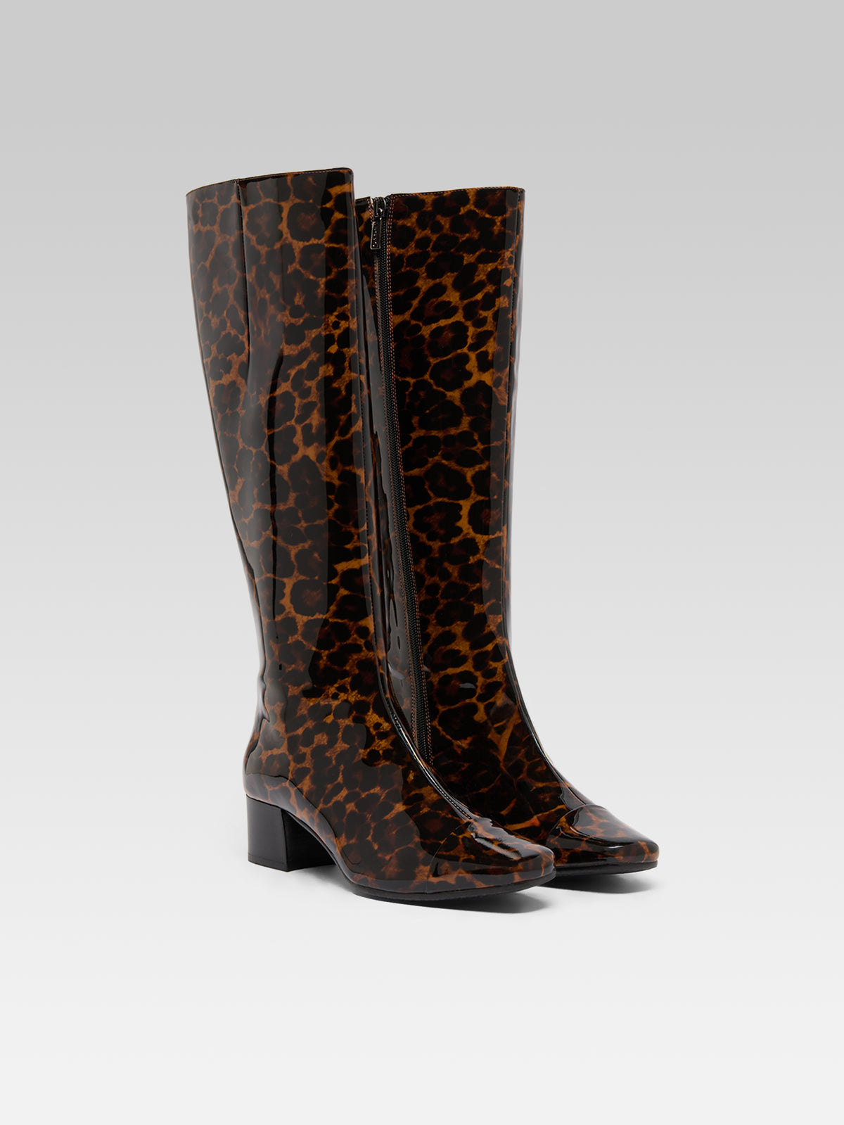 Malaga - Bottes cuir verni leopard