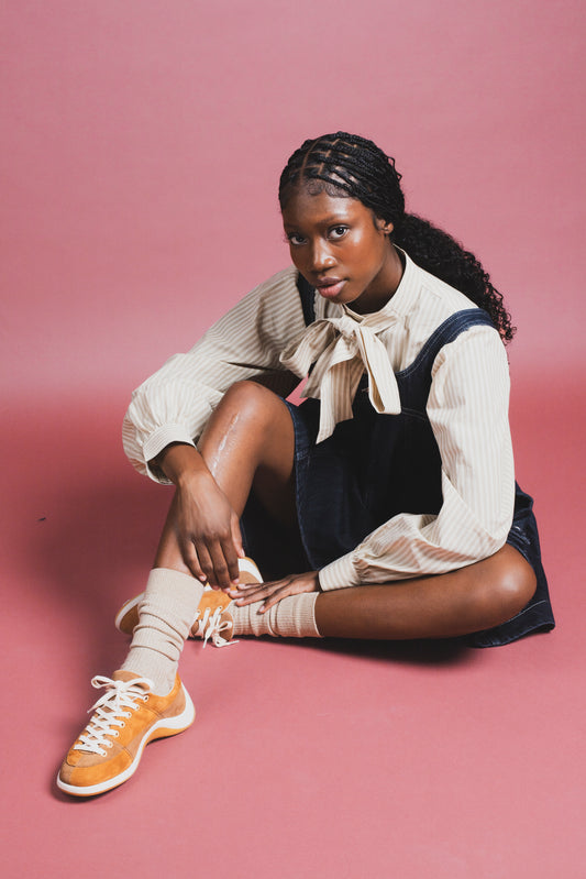 Jane - Two-tone brown suede leather tennis shoes - Image number 3