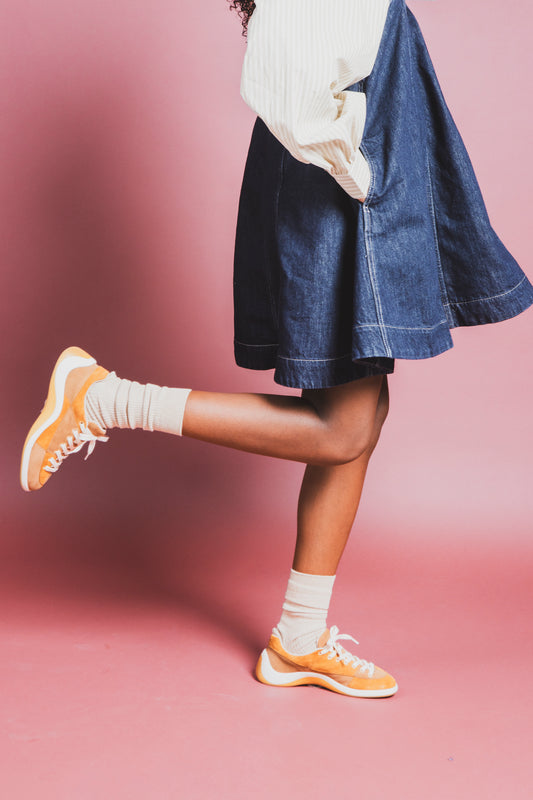 Jane - Two-tone brown suede leather tennis shoes - Image number 7