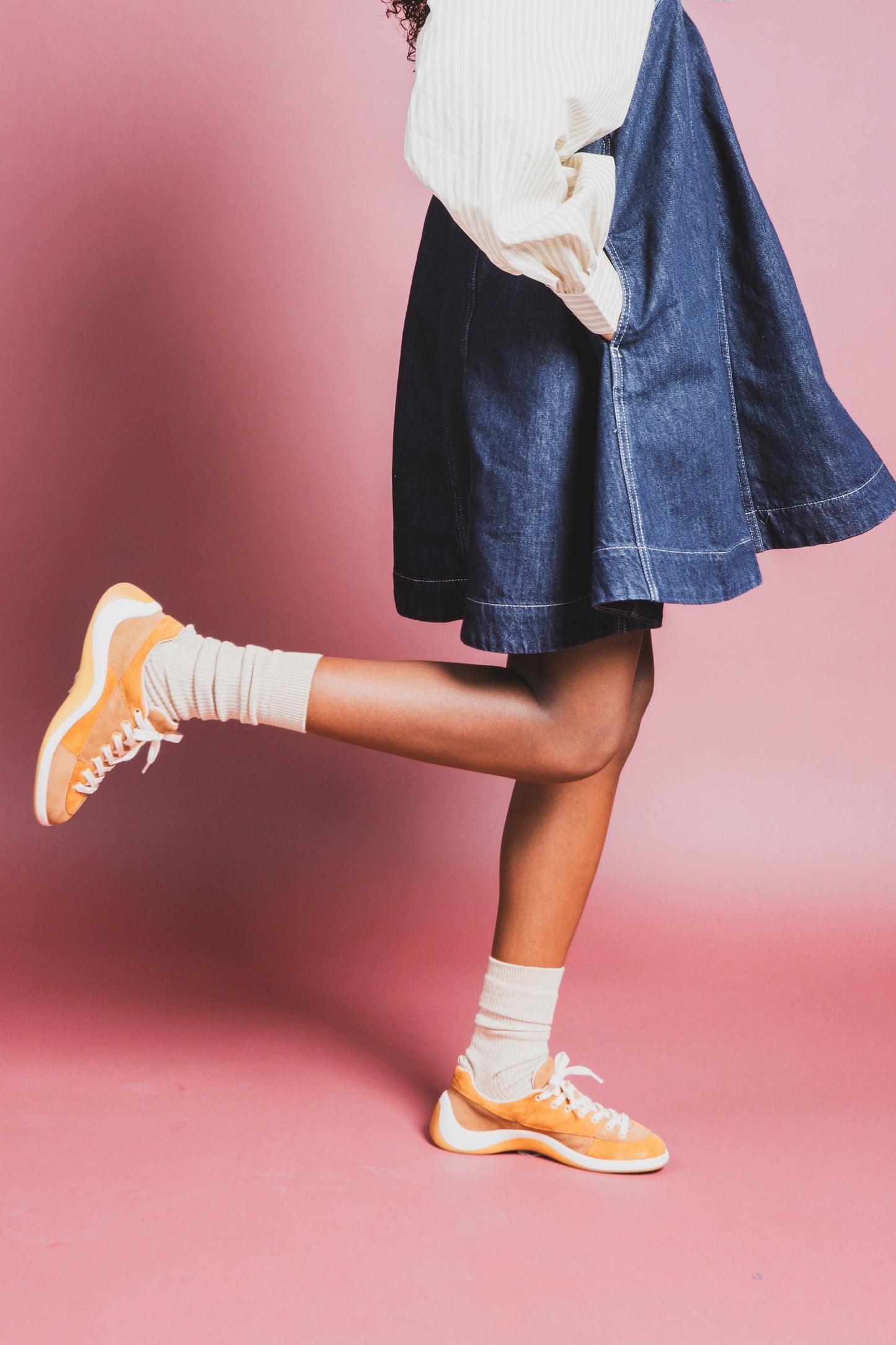 Jane - Two-tone brown suede leather tennis shoes
