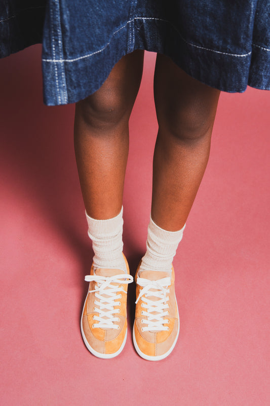 Jane - Two-tone brown suede leather tennis shoes - Image number 8