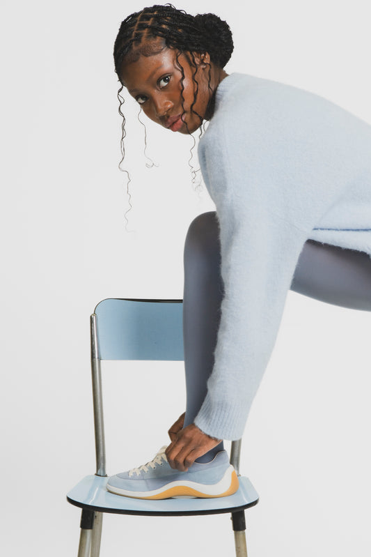 Jane - Two-tone blue suede leather tennis shoes