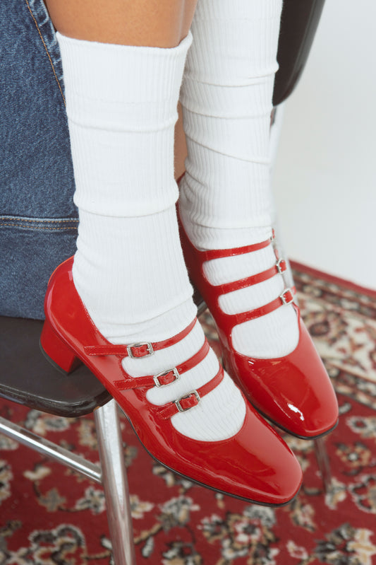 Kina - Escarpins babies cuir verni rouge - Image numéro 1