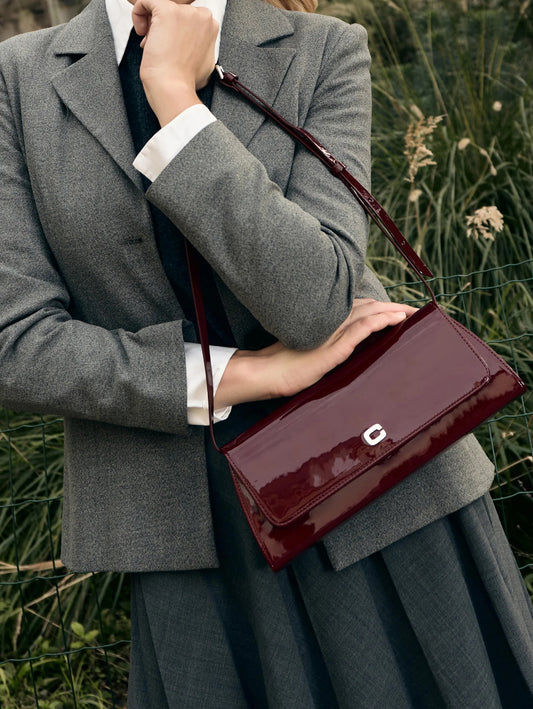 Madeleine - Burgundy patent leather shoulder bag - Image number 3