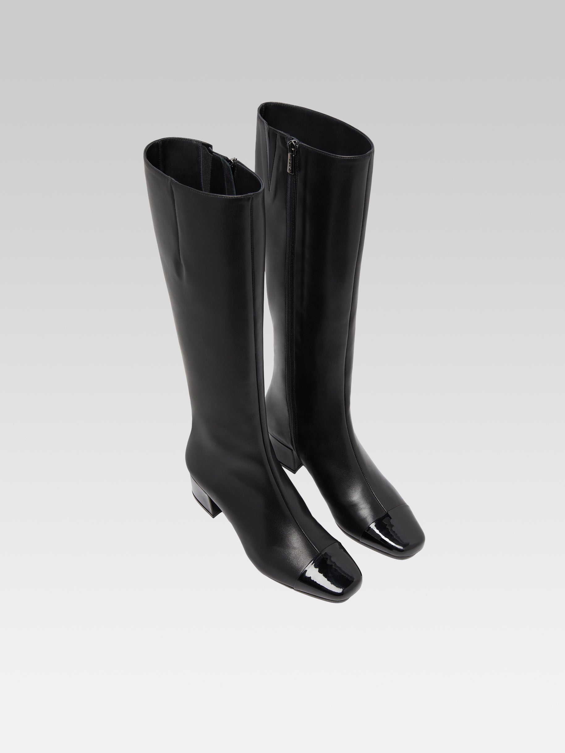 Malaga - Black leather and patent leather boots - Image number 2