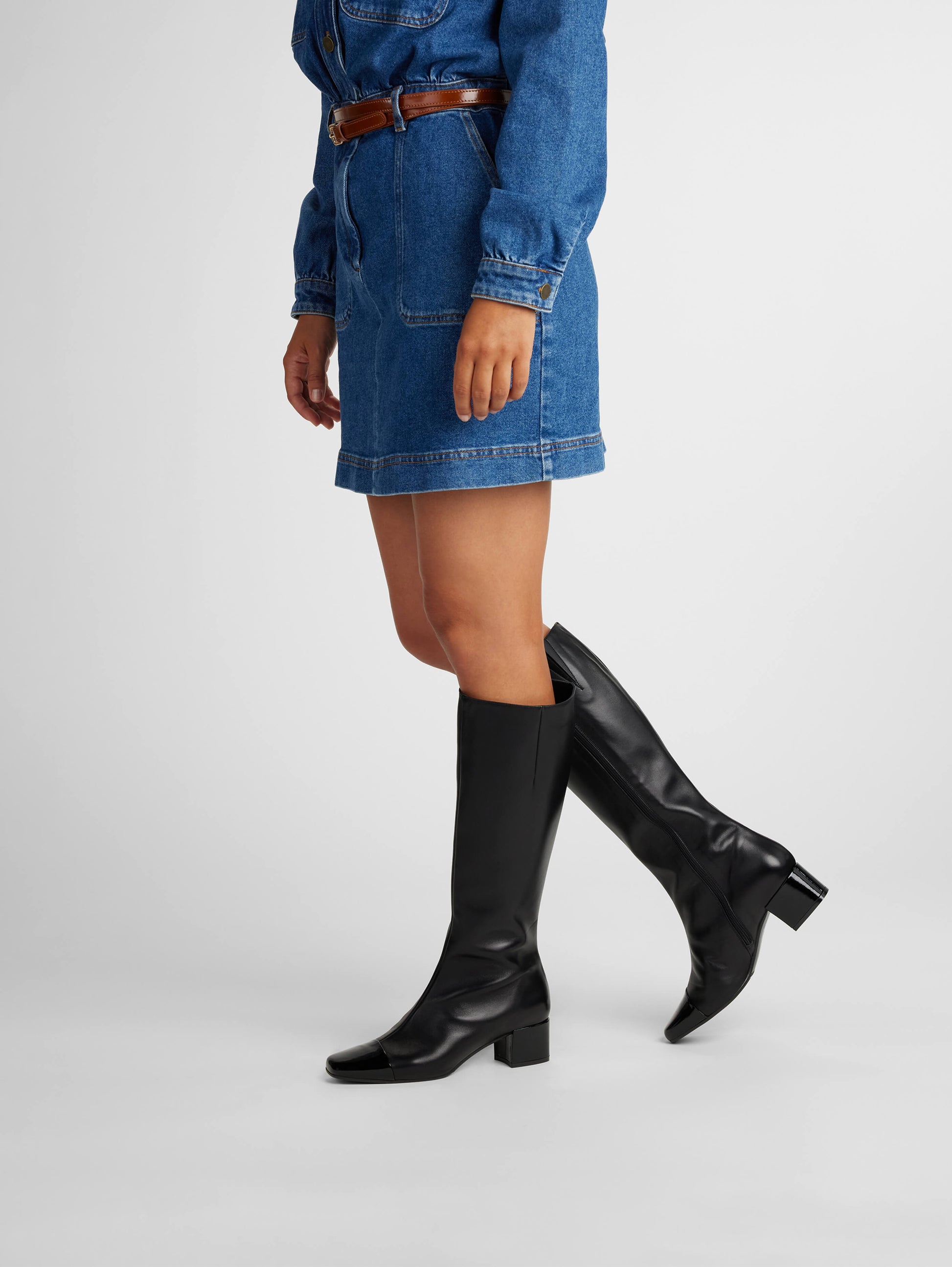 Malaga - Black leather and patent leather boots - Image number 3