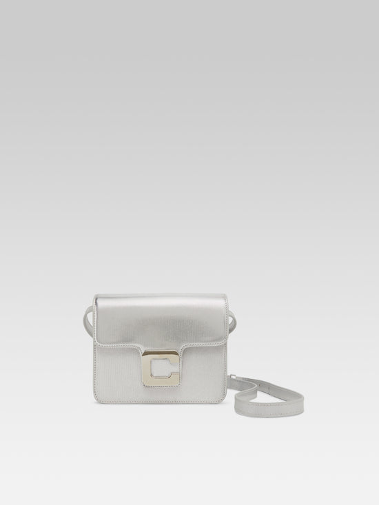 carel Mini Sorbonne - Sac à bandoulière cuir embossé argent