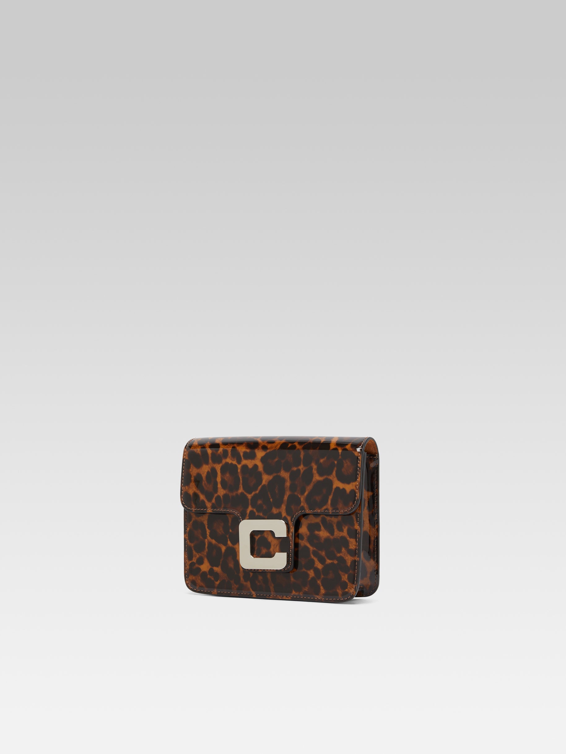 Mini Sorbonne - Sac cuir verni imprimé léopard marron - Image numéro 2
