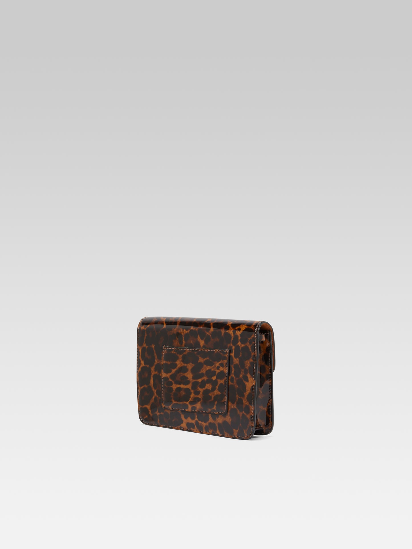 Mini Sorbonne - Sac cuir verni imprimé léopard marron