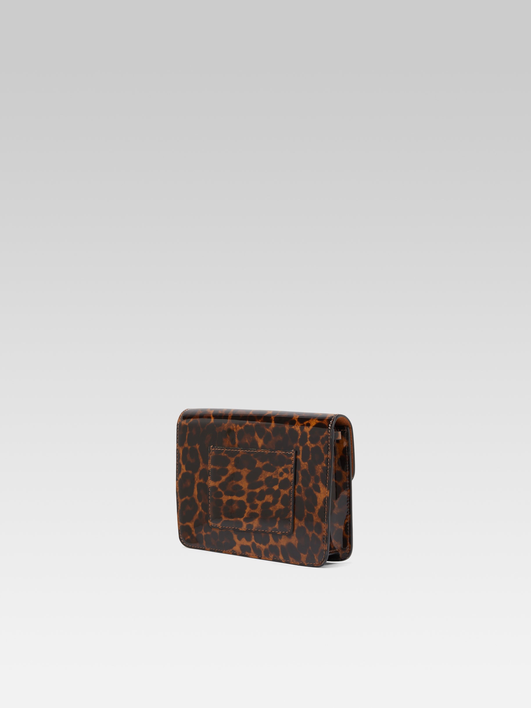 Mini Sorbonne - Sac cuir verni imprimé léopard marron - Image numéro 5