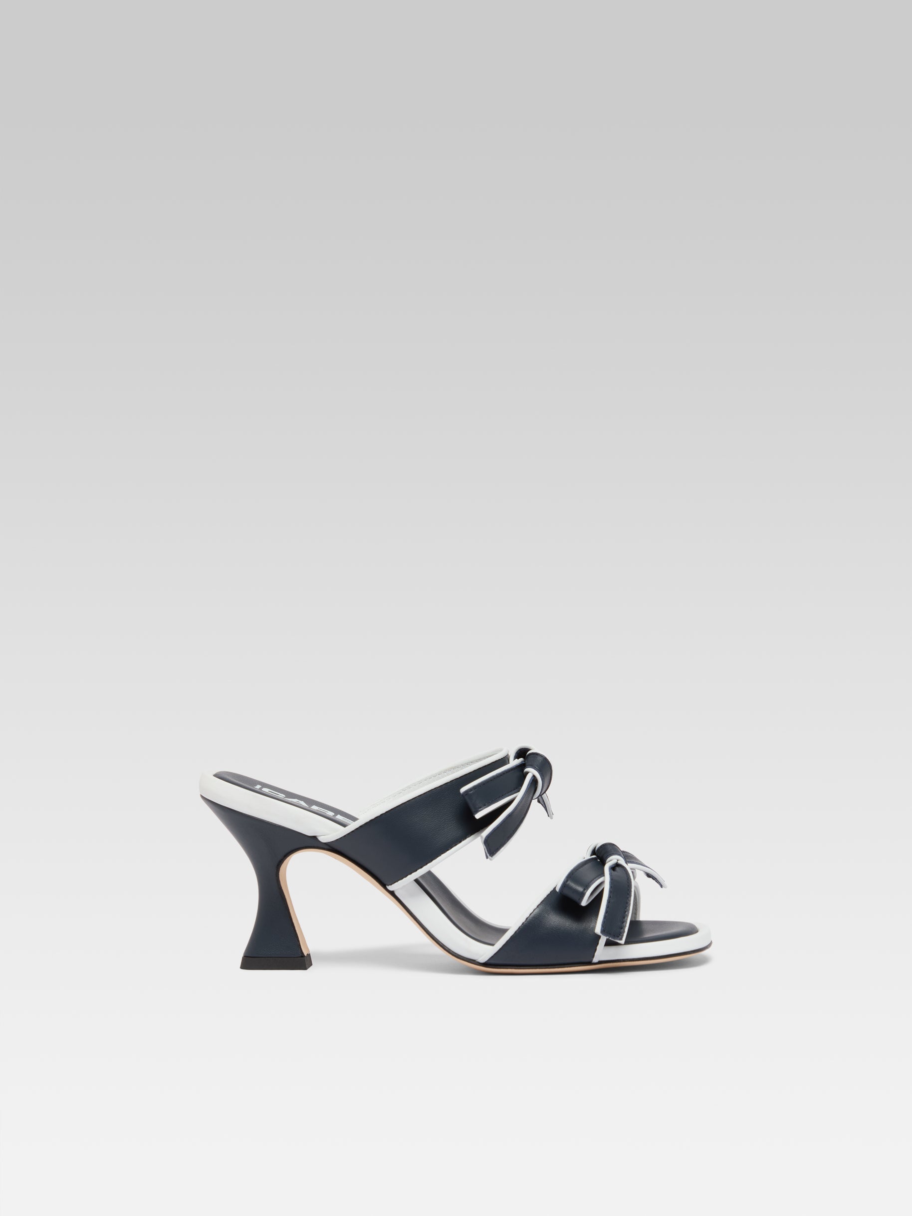 Laranja - Mules cuir bleu marine et blanc