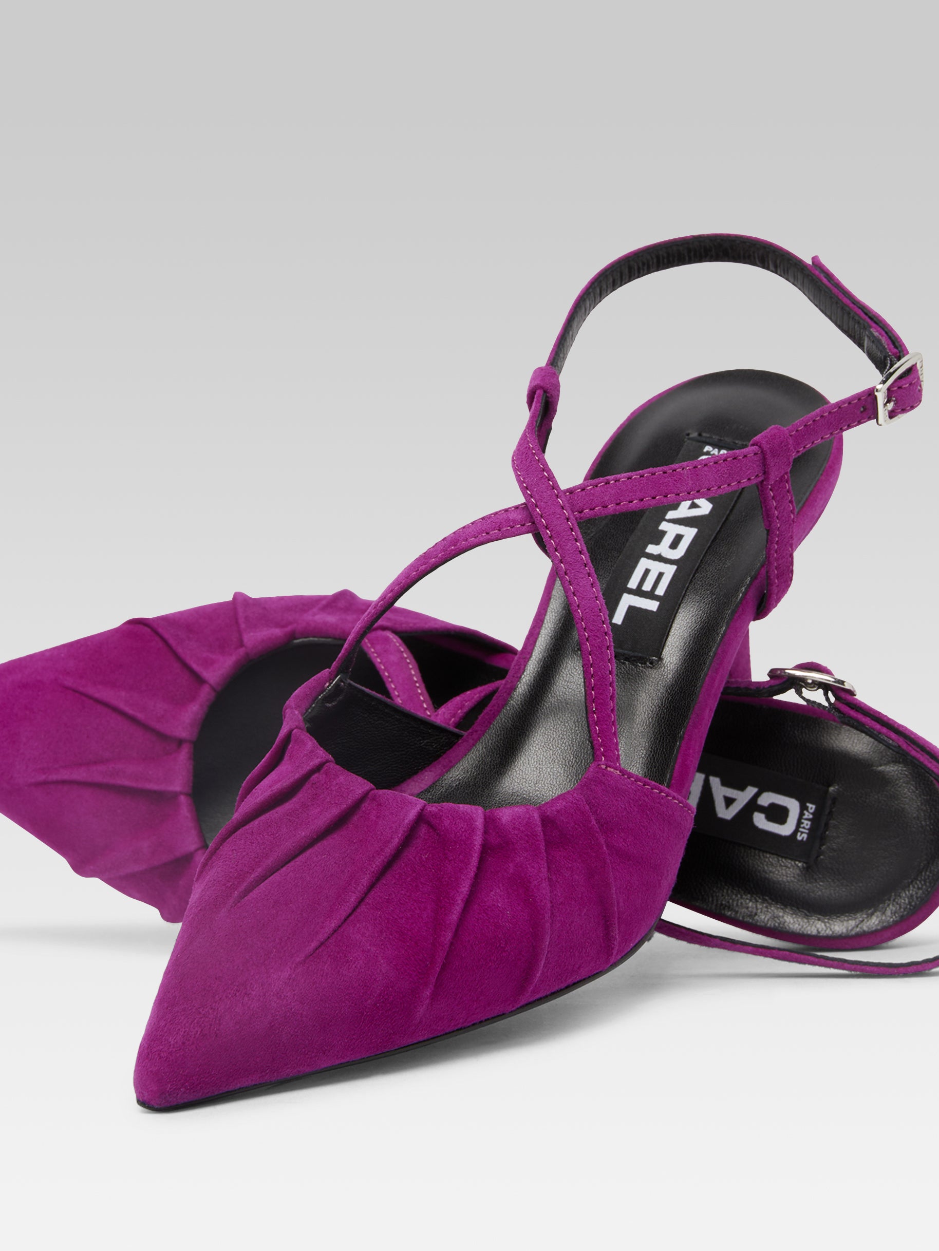 Neri Purple upcycled suede slingback pumps
