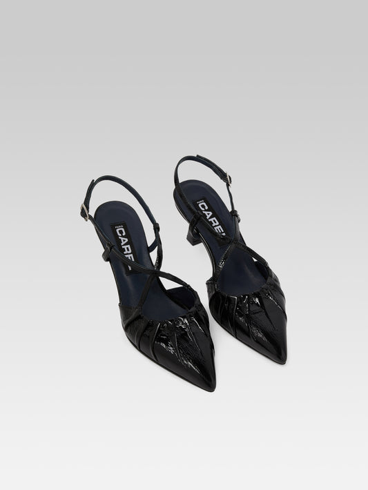 Neri - Escarpins slingback cuir naplack noir - Image numéro 5