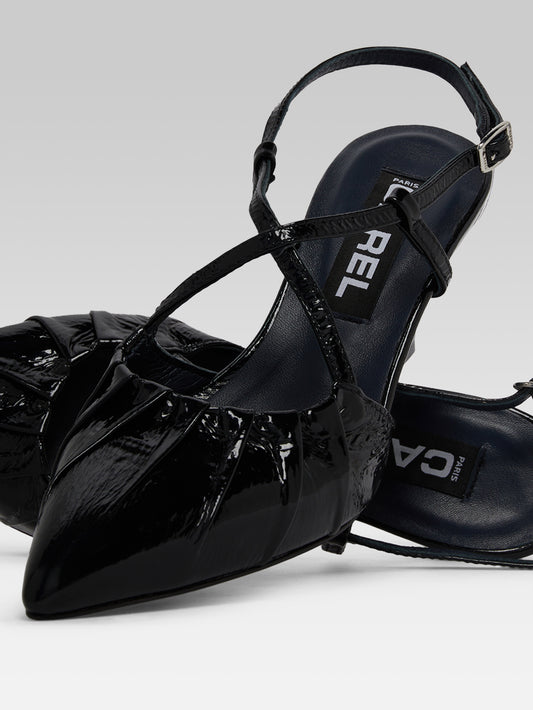 Neri - Escarpins slingback cuir naplack noir - Image numéro 2