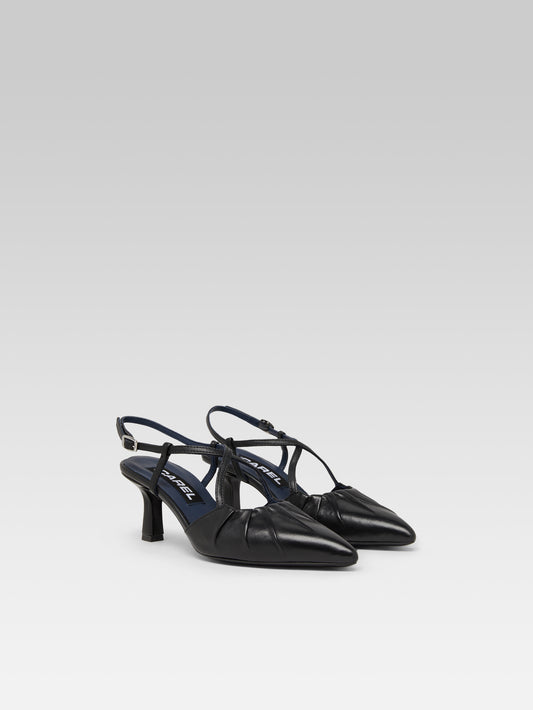 Neri - Escarpins slingback cuir noir - Image numéro 4