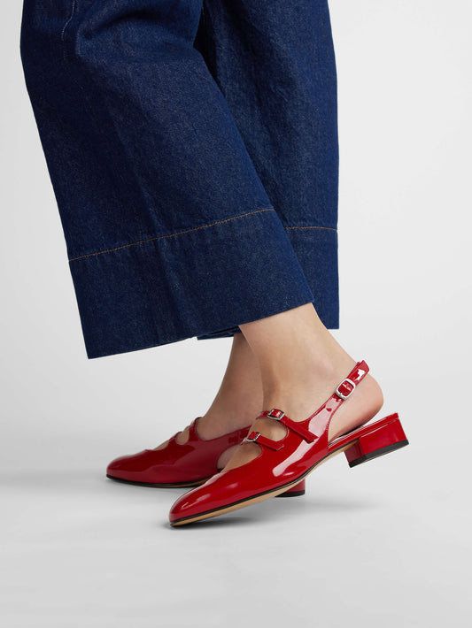 Peche - Babies slingback cuir verni rouge - Image numéro 7