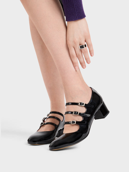 Kina - Escarpins babies cuir verni noir - Image numéro 3