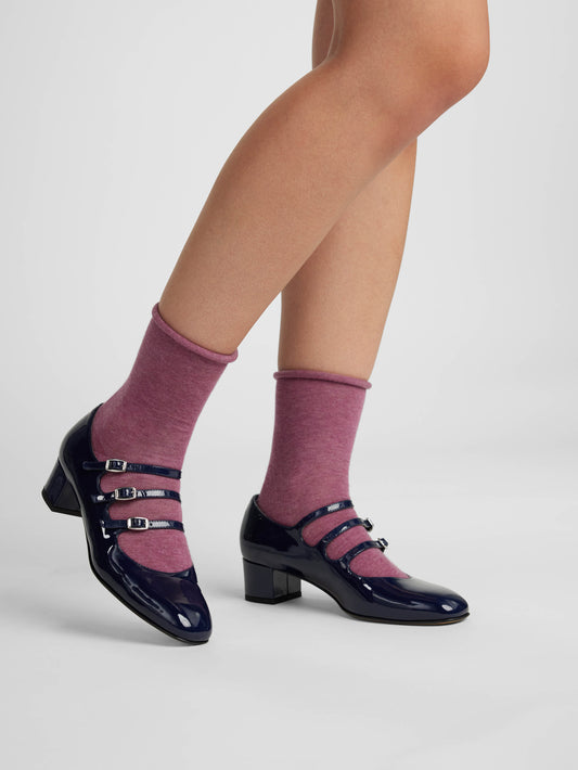 Kina - Escarpins babies cuir verni bleu marine - Image numéro 5