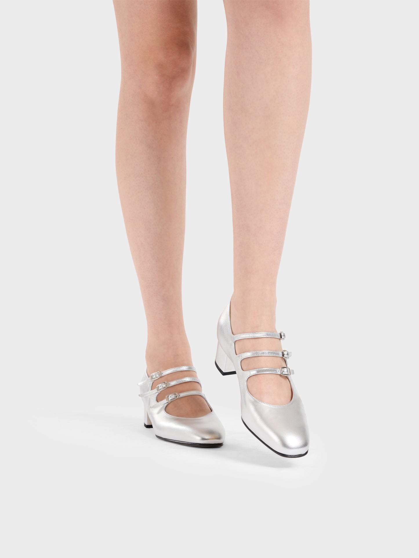 Kina - Escarpins babies cuir laminé argent