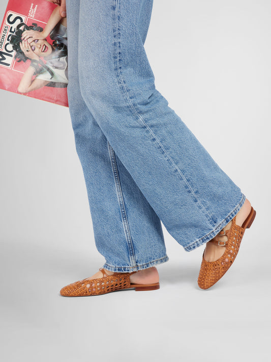 Melon - Babies slingback cuir tressé camel - Image numéro 3
