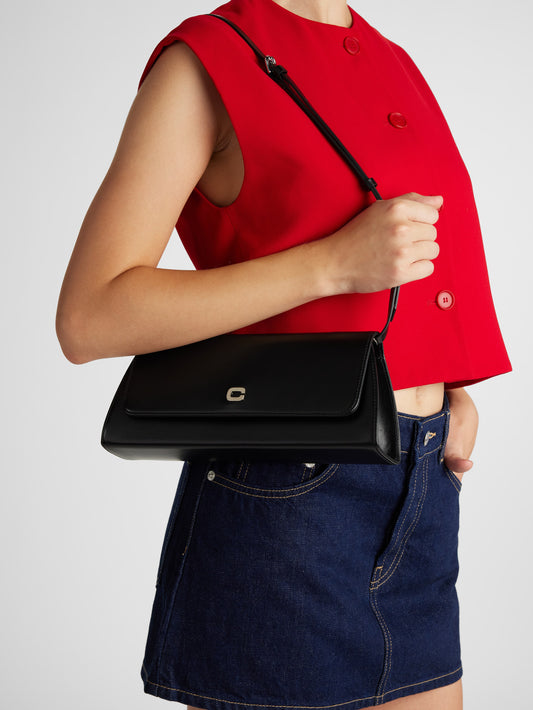 Madeleine - Black leather shoulder bag - Image number 7
