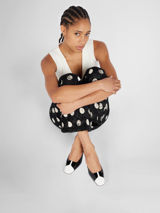 Isa - Black and white patent leather heeled mules - Image number 3