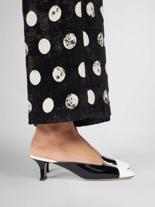 Isa - Black and white patent leather heeled mules - Image number 6