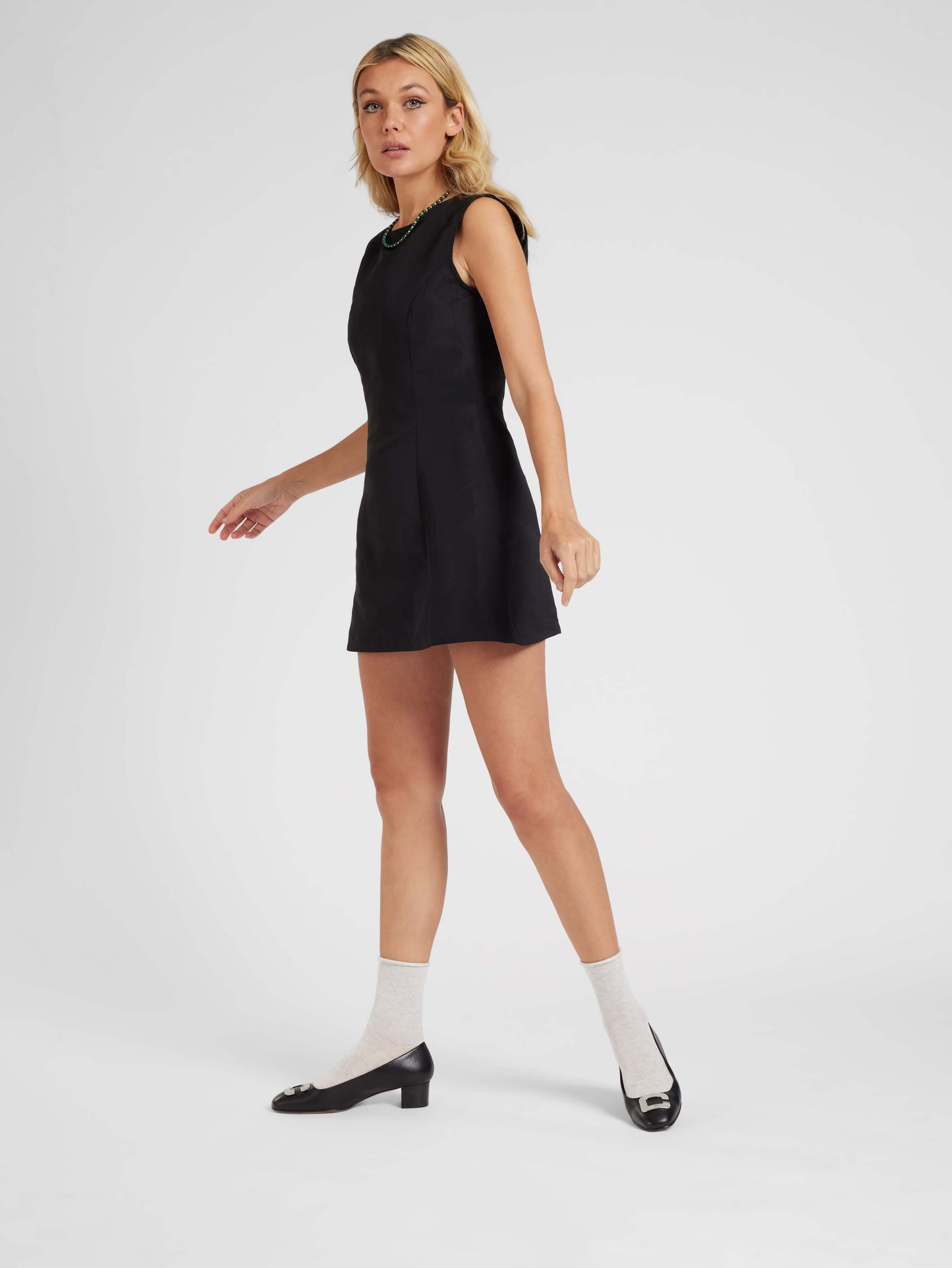 Camelia - Escarpins cuir noir bijou C