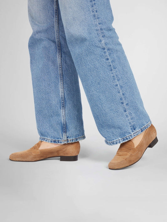 2100 - Hazelnut perforated suede leather loafers - Image number 4