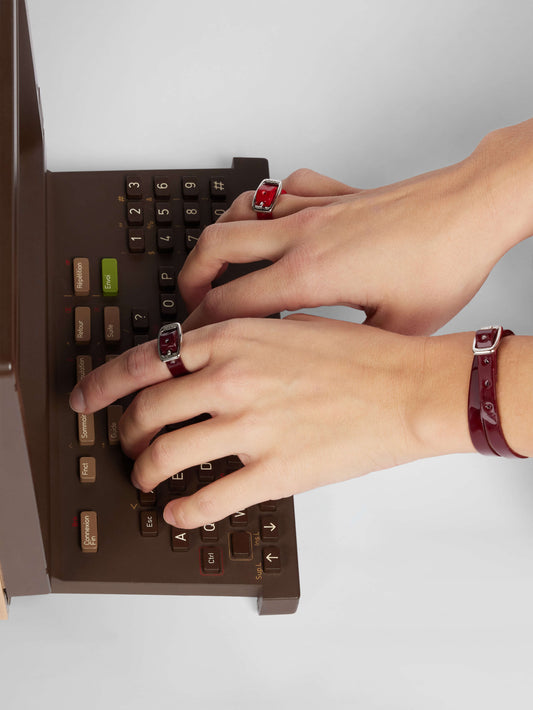 Bracelet - Cuir verni bordeaux upcyclé - Image numéro 2