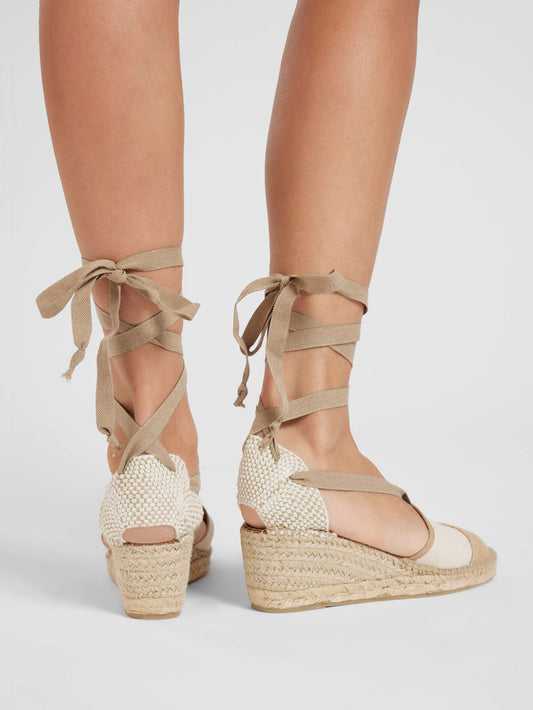 Parasol - Espadrilles compensées toile bi-beige - Image numéro 7