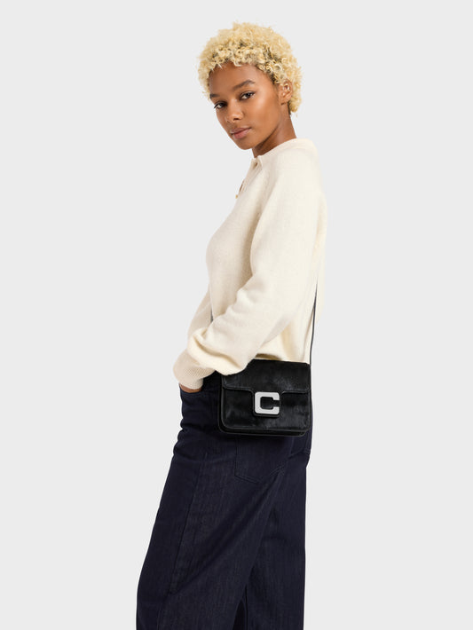 Mini Sorbonne - Sac cuir pony noir - Image numéro 3