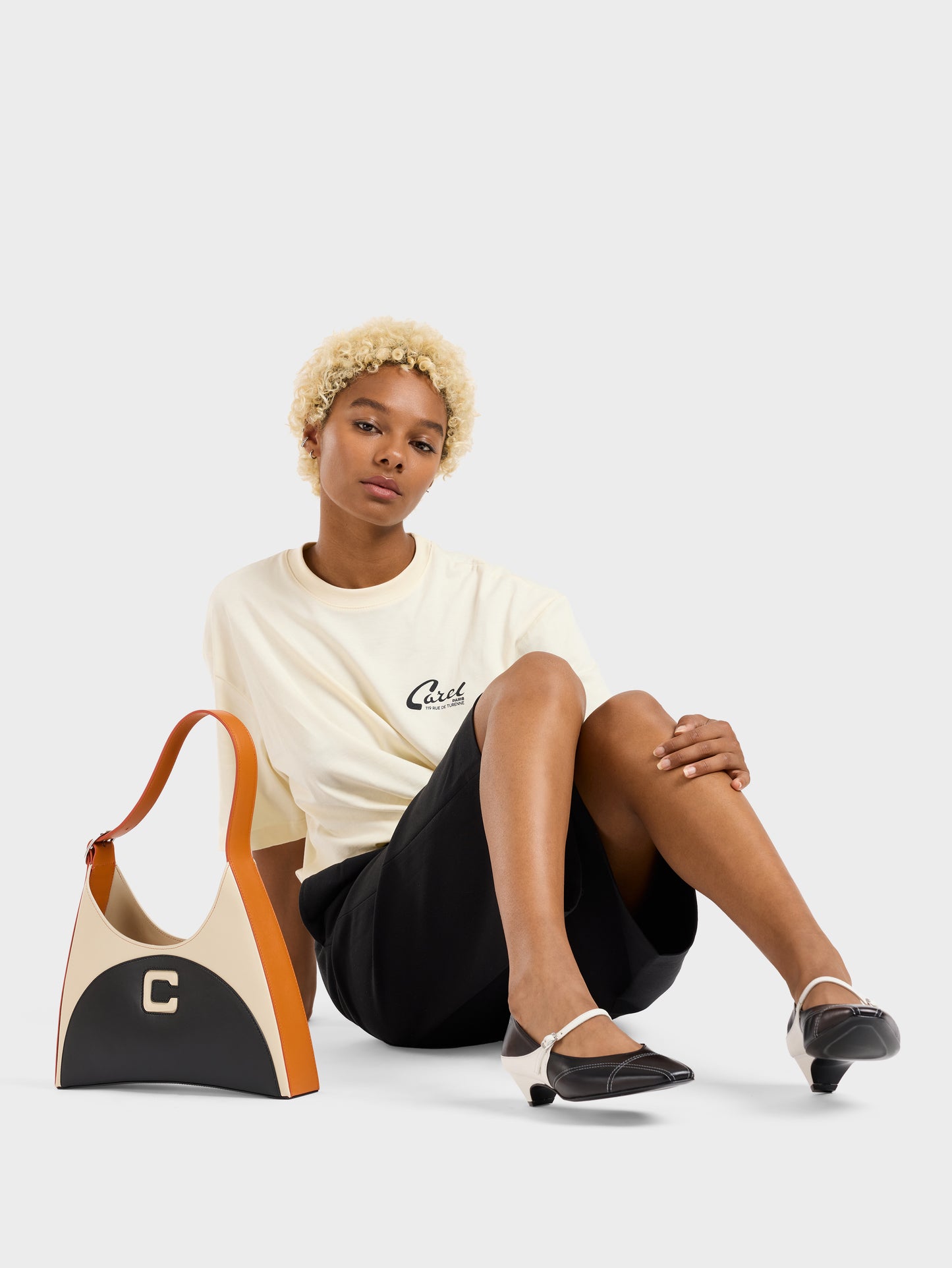 Rivale - Escarpins babies cuir noir et ivoire
